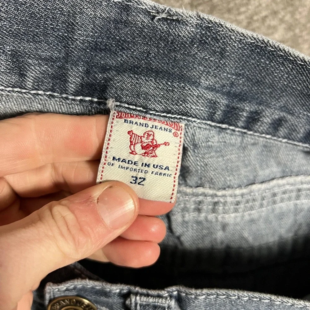 True Religion Rainbow Billy Jeans Mens 32x26 Blue Straight Stitch USA‎ Denim